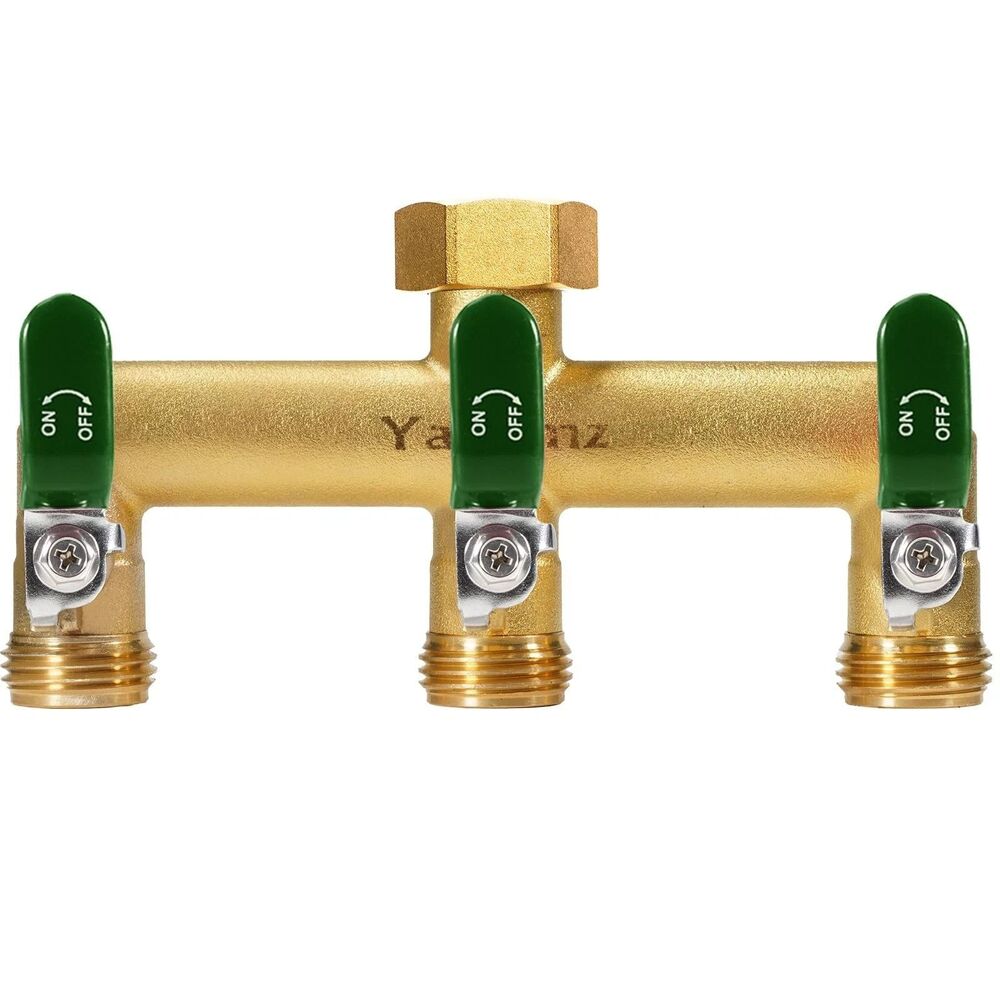 Yayamz 3-Way Outdoor Garden Hose Splitter High Flow Rust/Freeze Resistant Green